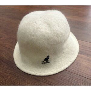 KANGOL Vintage Unisex Grey Angora Rare Sherpa Panama Bucket Hat One Size